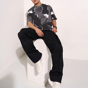 Men Oversized <b>Abstract</b> Print T Shirt Premium Streetwear Essential Wardrobe Piece Apparel Custom Logo Wholesale Supplier Oem Odm - Product Image 3