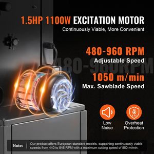 Sega a Nastro da Banco da 14 Pollici, 1100W, 1-1/2HP, 480-960 RPM, Luce di Lavoro Ottimizzata per Facile Utilizzo sul Banco da Lavoro - Product Image 4