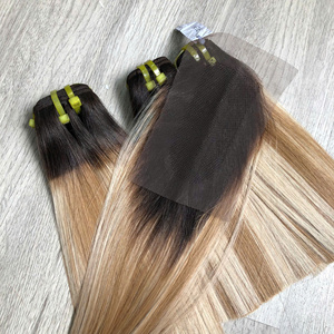 Prix fournisseur 100% Perruque humaine vietnamienne vierge à lacets os droit Piano couleur spéciale super double extensions de cheveux - Product Image 3