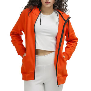 Nouvelle arrivée : sweat à capuche zippé pour femme, 100% coton molletonné, respirant et écologique, coupe ample, léger, vêtement décontracté - Product Image 1