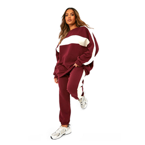 Plus Size <b>Jogger</b> Set Women Color Block Pullover Drop Shoulder <b>Oversized</b> Hoodie Loose Training Jogging Wear Sweatpants Fall Sets - Product Image 3