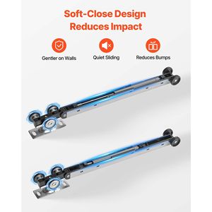 Kit Binario per Porta Scorrevole a Scomparsa da 113,5 cm, Meccanismo Scorrevole Silenzioso e Fluido, Ferramenta Soft Close per Porte Scorrevoli a Scomparsa, Rulli per Porte e Finestre - Product Image 3