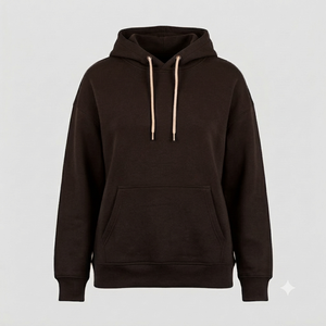 Sweat-shirt à capuche unisexe personnalisé en coton jersey respirant marron foncé, coupe classique, brodé, pour l'hiver, style streetwear, OEM - Product Image 1