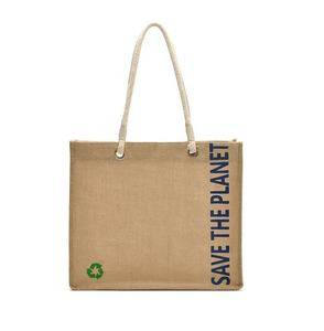 Sac fourre-tout en jute personnalisé en gros, durable, réutilisable, écologique, avec longues poignées - Product Image 4