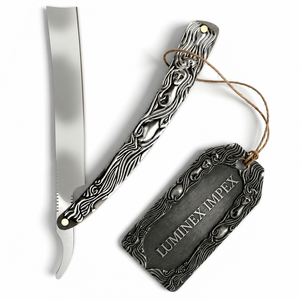 Navaja de Afeitar Recta Vintage Luminex Impex con Mango de Concha de Abulón y Acero al Carbono, Lista para Usar en Barberías y Salones - Product Image 1