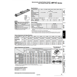 Pièces pneumatiques mécaniquement articulées de cylindre sans tige de MY1C25G-200 pneumatique de SMC - Product Image 1