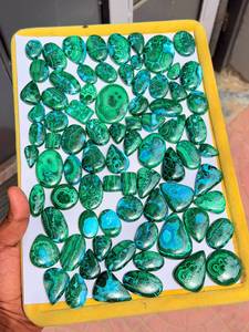 Pierre précieuse de chrysocolle malachite de qualité supérieure, cabochon naturel bleu-vert pour la création de bijoux et les collectionneurs - Product Image 6