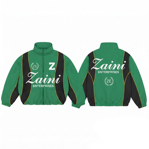 Premium Men Windbreaker Jacket Green Black Panel Design Custom Digital Printing Waterproof Breathable Winter High Street Style - Product Image 1