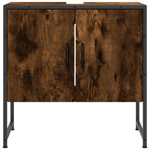 Mueble de Baño con Lavabo de Acero con Recubrimiento en Polvo, en Madera de Roble Ahumado - Product Image 5