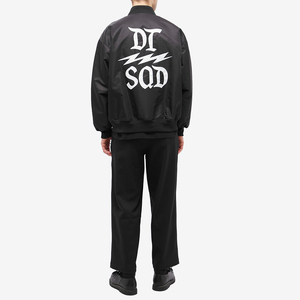 Custom Letter D Print Oversized <b>Black</b> Bomber Jacket Men Retro Streetwear Varsity Baseball Coat Hip Hop <b>Windbreaker</b> Outerwear - Product Image 2