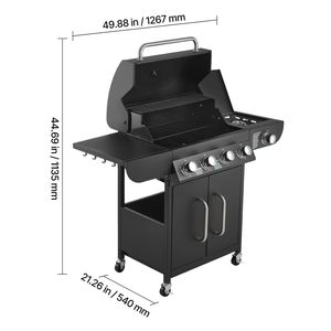 Griglia a Gas Propano con 4 Bruciatori, Area di Cottura di 425 Pollici Quadrati, Griglie in Acciaio al Carbonio Smaltato, 52.000 BTU per Giardini Esterni - Product Image 2
