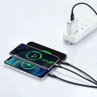Cable de Carga USB Rápido Multifuncional 3 en 1 de 66w OEM con Logotipo Personalizable LED y Revestimiento de Nailon para Regalos, Viajes y Promociones