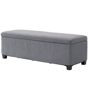 Panca Ottomana in Velluto a Coste Grigio da 47 Pollici per Soggiorno e Camera da Letto - Poggiapiedi Contenitore da 47 Pollici con Gambe - Product Image 1