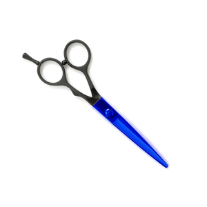กรรไกรตัดผมมือข้างขวาพร้อมที่วางนิ้วสีดำและน้ำเงิน - Product Image 1