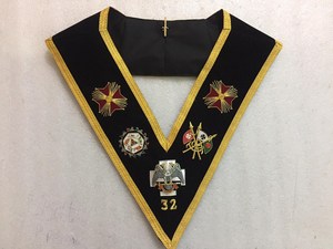 Delantal de 32º Grado del Rito Escocés con Cuello y Puños Bordados en Negro - Product Image 3