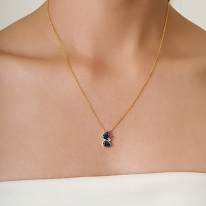 Collar con Colgante Minimalista de Oro Amarillo K14 con Zafiro Azul y Diamantes, 100% Genuino, Piedras Preciosas, Nuevas Llegadas, Joyería Personalizada - Product Image 4