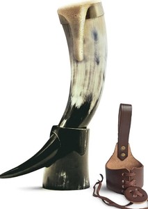 Handmade <b>Beer</b> Drinking Horn Accompanied by Polished Stand Perfect for Viking Enthusiasts Costume Events and Decorative <b>Table</b> Dis - Product Image 2