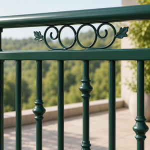 Barandilla de Balcón Metálica Verde con Diseño Decorativo de Espirales, Panel de Seguridad para Terraza Exterior, Valla Protectora para Jardín de Casa o Villa - Product Image 2