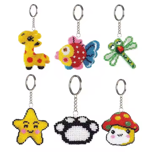 Durable Leather Fashion Beaded Bag Charm Colorful Bead Embroidery Keychain Lightweight Accessory for Everyday Plush <b>Key</b> Chains - Product Image 4