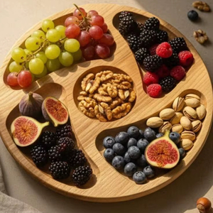 ถาดไม้ธรรมชาติ ถาดเสิร์ฟอาหารแบบเรียบง่าย ถาดสำหรับอาหารว่าง ผลไม้ ขนมปัง สำหรับโต๊ะอาหารในครัว - Product Image 1