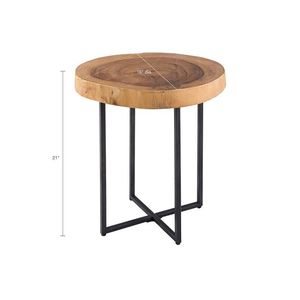 Table d'appoint en fer avec plateau en bois, adaptée aux intérieurs, s'harmonisant avec les styles de maison modernes, traditionnels et éclectiques - Product Image 1