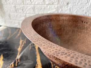 Lavabo de baño de cobre cepillado hecho a medida, lavabo de cobre para empotrar, lavabo de baño de cobre hecho a mano, lavabo rústico de lujo. - Product Image 3