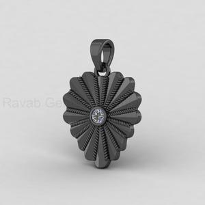 Pendentif disque médaillon floral soleil 20x30mm en argent 925 plaqué or 18 carats avec diamant CZ, breloque personnalisée, bijoux fins pour elle - Product Image 5