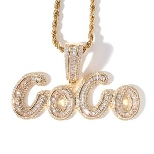 Collar con Colgante de Letra Micky, con Moissanita y Engaste Pavé, Chapado en Rodio, Plata de Ley, Estilo Hiphop, Joyería Unisex para Fiestas - Product Image 2