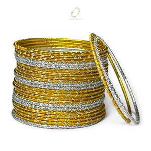 Juego de Brazaletes de Acero Inoxidable Amarillo para Niñas, Diseño Moderno y Lindo, con Circonitas, para Bodas, Joyería de Moda India, Fabricante - Product Image 3