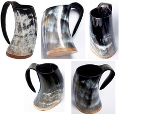 Vintage Fancy Reusable Natural Ox Horn American Style Beer Wine Mug Lightweight Eco-Friendly Bamboo Lid Camping Dishwasher Safe - Product Image 5