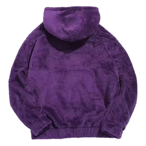 Wholesale Custom Streetwear Heavyweight Oversized <b>Sherpa</b> <b>Hoodies</b> Winter Fleece Fluffy Pullover Drop Shoulder Plush <b>Hoodies</b> - Product Image 2