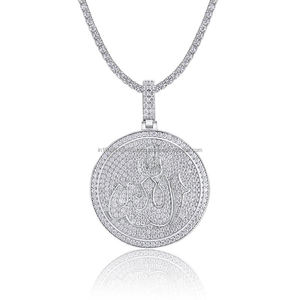 Pendentif exclusif en moissanite avec inscription arabe Allah en argent sterling 925, collier religieux de luxe, cadeau pour homme et femme - Product Image 1