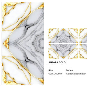 Azulejos de Porcelana PGVT con Aspecto de Mármol Azul Dorado de 600x1200mm, Azulejos de Pared y Piso de Porcelana con Vetas Doradas de Lujo para Uso en Centros Comerciales, Antideslizantes y Resistentes al Calor - Product Image 1