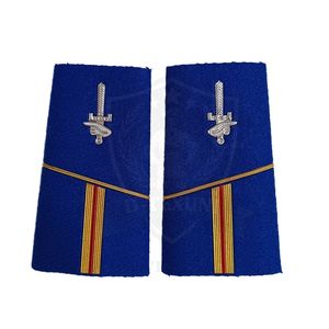 Placas de hombro personalizadas de terciopelo azul con estrellas doradas, insignias bordadas de metal azul tejido para uniforme, para coser - Product Image 3