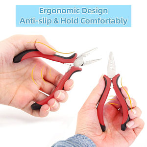 Alicates pequeños de 3 orificios con mango rojo, audaces y versátiles, para extensiones de cabello con anillos micro nano, herramienta para abrir y quitar. - Product Image 4
