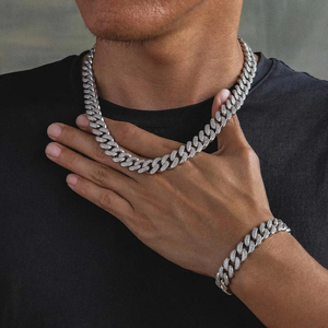 Solid 18K Gold Plated Zinc Alloy Link Chain <b>Necklace</b> With Cubic Zirconia Men's Hiphop <b>Statement</b> Jewelry - Product Image 2