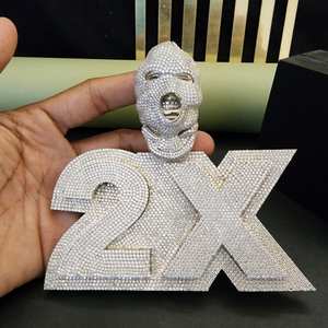Colgante Personalizado de Plata de Ley 925 con Letra Grande de Moissanita Iced Out, Diseño de Pasamontañas 2X, para Fiesta Hip Hop, Joyería Fina, Colgantes y Dijes - Product Image 1