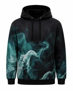 Sudadera con Capucha para Hombre, Estampado Teal Smoke, Corte Regular, Casual, Bolsillo Frontal, Impresión por Sublimación, Poliéster, Raglán - Product Image 1