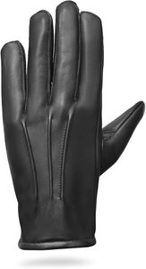 Leather <b>Gloves</b> Wrist Length Unlined Thermal <b>Winter</b> Daily Use Plain Style Black - Product Image 3
