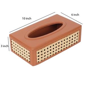 Porte-boîte à mouchoirs en rotin, support pour serviettes en papier, distributeur de mouchoirs en canne pour la maison, boîte à mouchoirs en canne pour la salle de bain, boîte à mouchoirs pour la chambre à coucher - Product Image 3