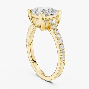 Bague de fiançailles en diamant de laboratoire taille princesse 2,00 carats, or jaune 9K, pavé, vente en gros, bijoux fins OEM - Product Image 4