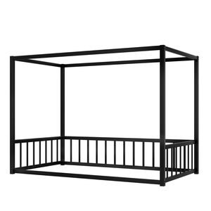 Moderno Letto a Basso Profilo per Letti Singoli e Matrimoniali con Parasole e Sponda di Sicurezza Stile Recinzione per Bambini - Product Image 6