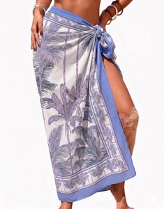 Vestido Maxi con Cuello Halter y Estampado Tropical, Estilo Boho, Corte Holgado, Sin Mangas, de Chifón, para Playa, con Dobladillo Asimétrico - Product Image 4