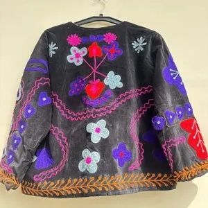 Supplier Direct Suzani Embroidered Jacket Floral Hippie Cropped <b>Coat</b> Women Winter Warm Artisanal Outerwear Trendy Product - Product Image 3