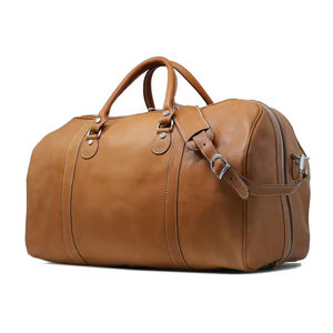 Bolsa de Viaje de Cuero Genuino para Hombre, Marca Famosa, Color Vino Tinto, Piel de Vaca Natural Lisa, Estilo Moderno - Product Image 1
