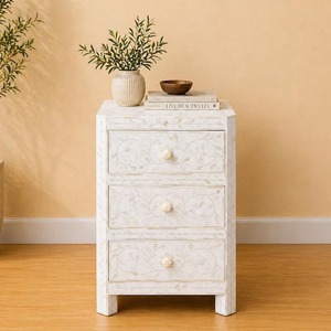 Commode personnalisable en os incrusté noir et blanc, faite à la main, toucher réel, pour décoration intérieure contemporaine, meilleur rapport qualité-prix, artisanat artisanal - Product Image 2