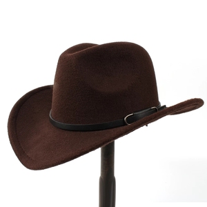 Sombrero de Vaquero Occidental de Lana para Hombre y Mujer, con Visera de Cuero, Color Negro - Product Image 4