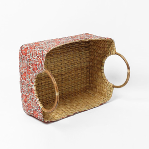 Cane Handle Storage <b>Basket</b> Red Medium 27x24x12 cm Multipurpose Organizer for Wardrobe Home Storage Decorative <b>Basket</b> - Product Image 6