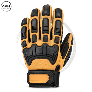 Custom Design Heavy Duty Orange Black Impact <b>Gloves</b> Reinforced <b>Knuckle</b> Palm Full Finger Work <b>Gloves</b> With Adjustable Wrist Strap - Product Image 4