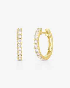 Diamond <b>Hoop</b> <b>Earring</b> <b>Solid</b> 14K <b>Solid</b> Gold Bridal Minimalist Elegant Classic Luxury Jewelry Round Cut Lab Grown Huggies Wholesale - Product Image 1